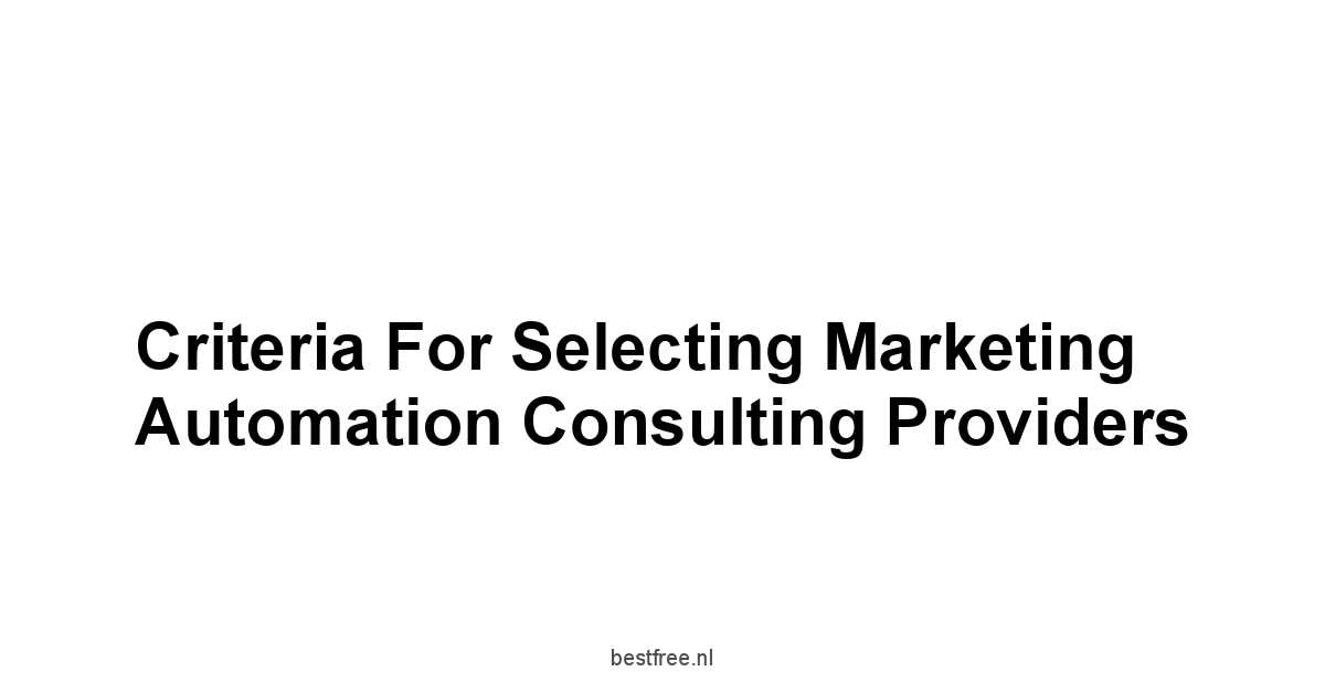 Criteria for Selecting Marketing Automation Consulting Providers