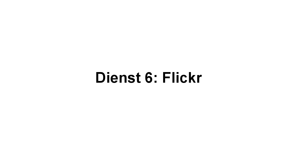 Dienst 6: Flickr