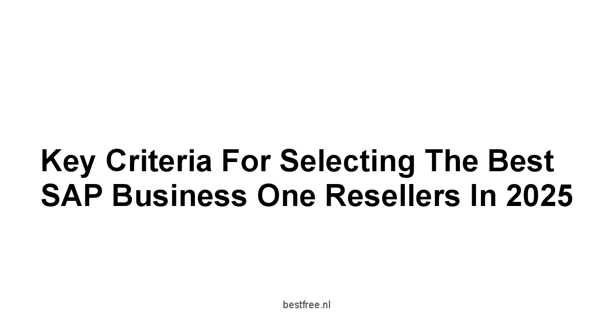 Key Criteria for Selecting the Best SAP Business One Resellers in 2025
