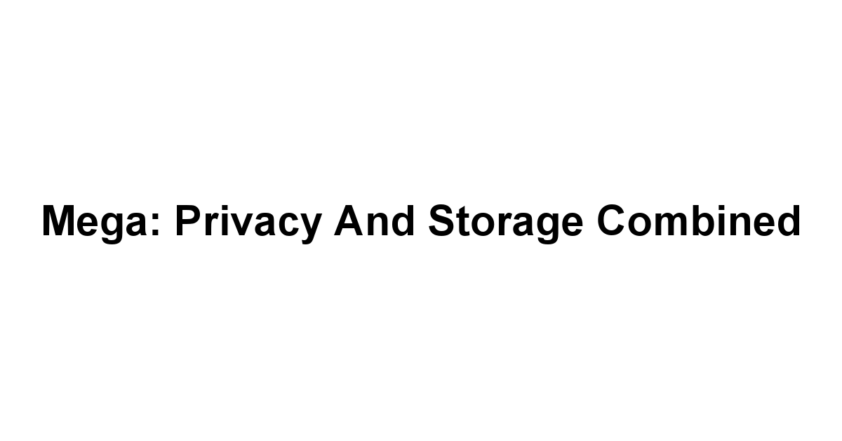 Mega: Privacy and Storage Combined