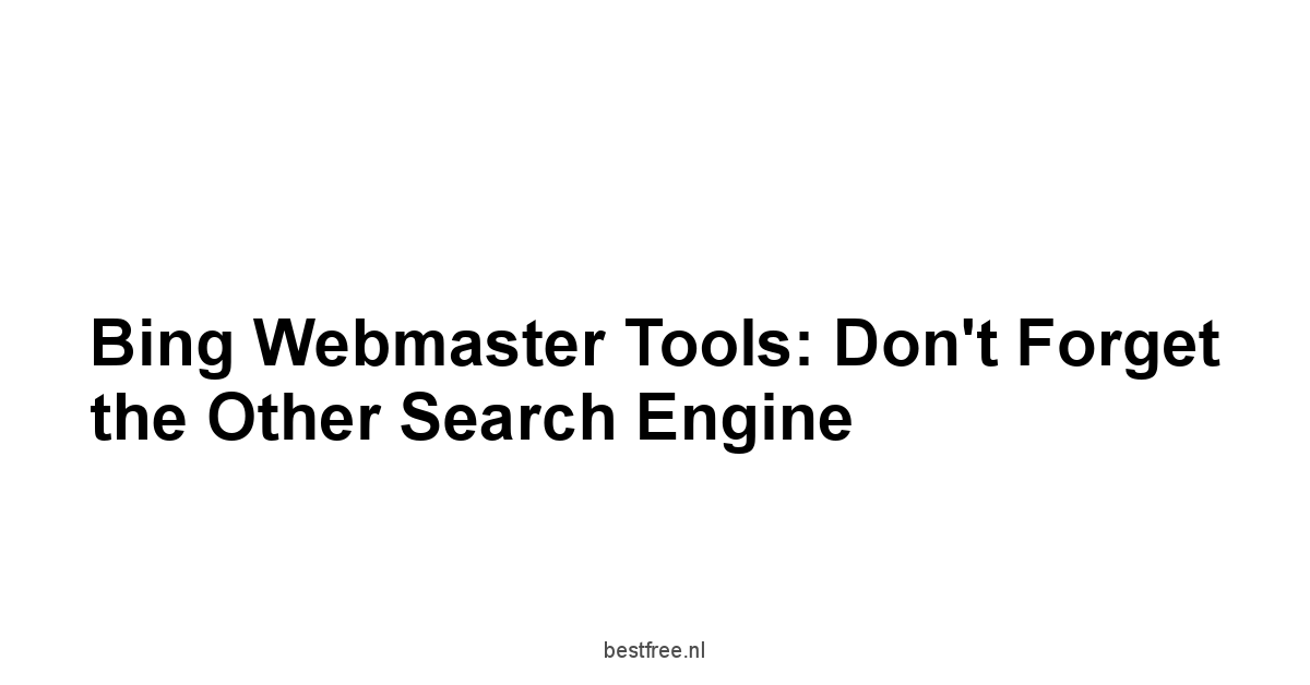 Bing Webmaster Tools: Don't Forget the Other Search Engine