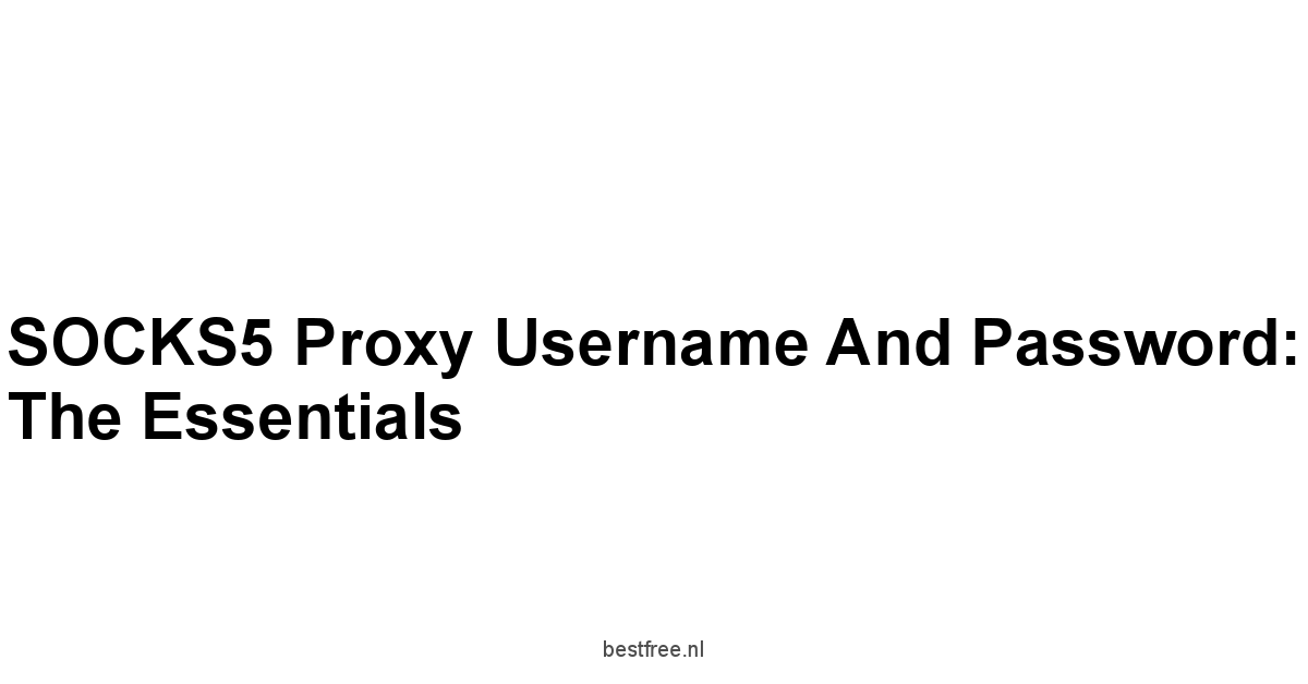 SOCKS5 Proxy Username and Password: The Essentials