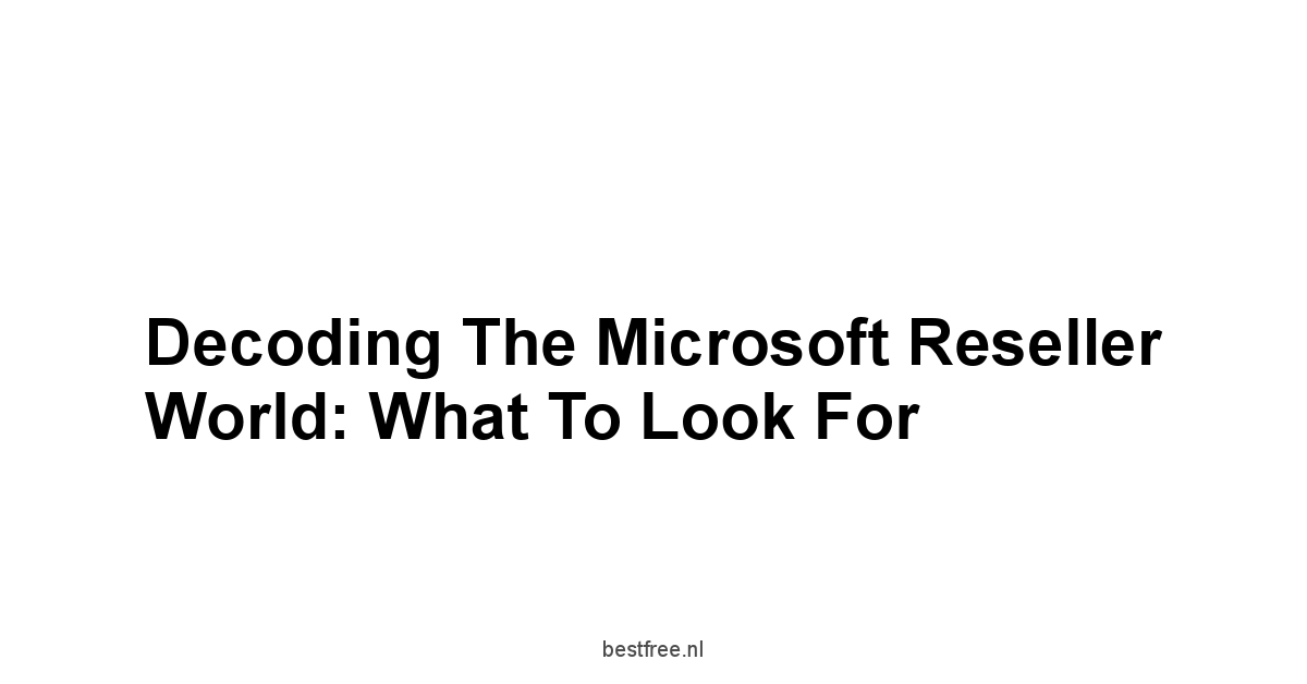 Decoding the Microsoft Reseller World: What to Look For